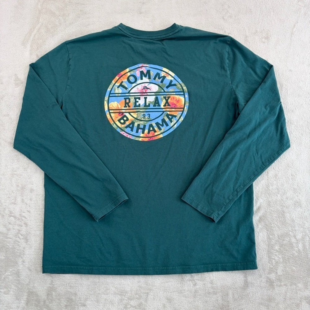 Tommy Bahama Relax '93 T-Shirt in Green‎ Men XL Crew Neck Long Sleeve Marlin